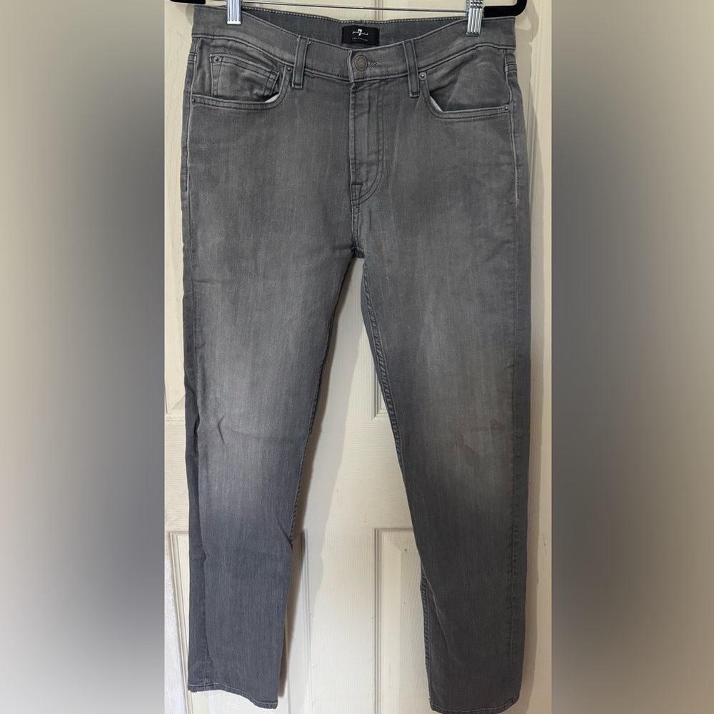 7 Jeans Paxtyn Light Gray Denim Slim Jeans